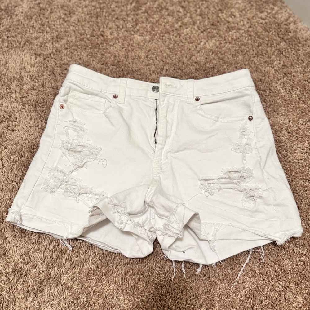 American Age White Distressed Jean Shorts